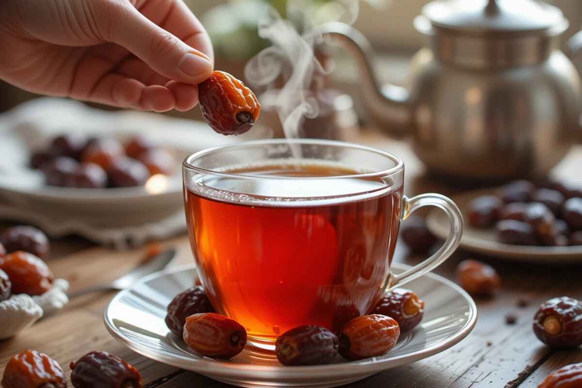 eating dates with tea