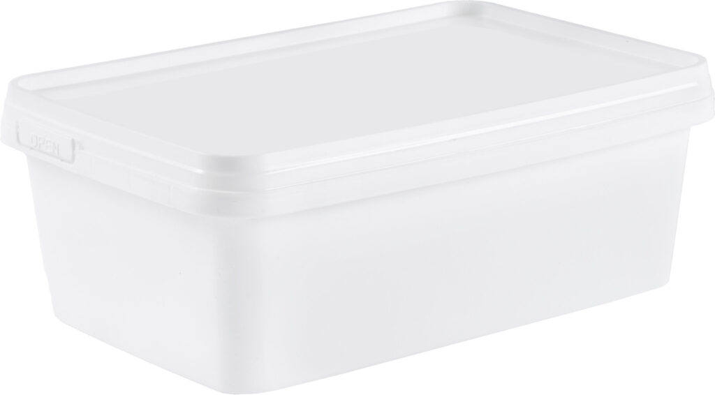 Raw plastic box for dates without label